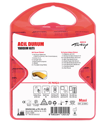 Doğal Afet ve Doğa Sporları İlk Yardım Kiti Arka